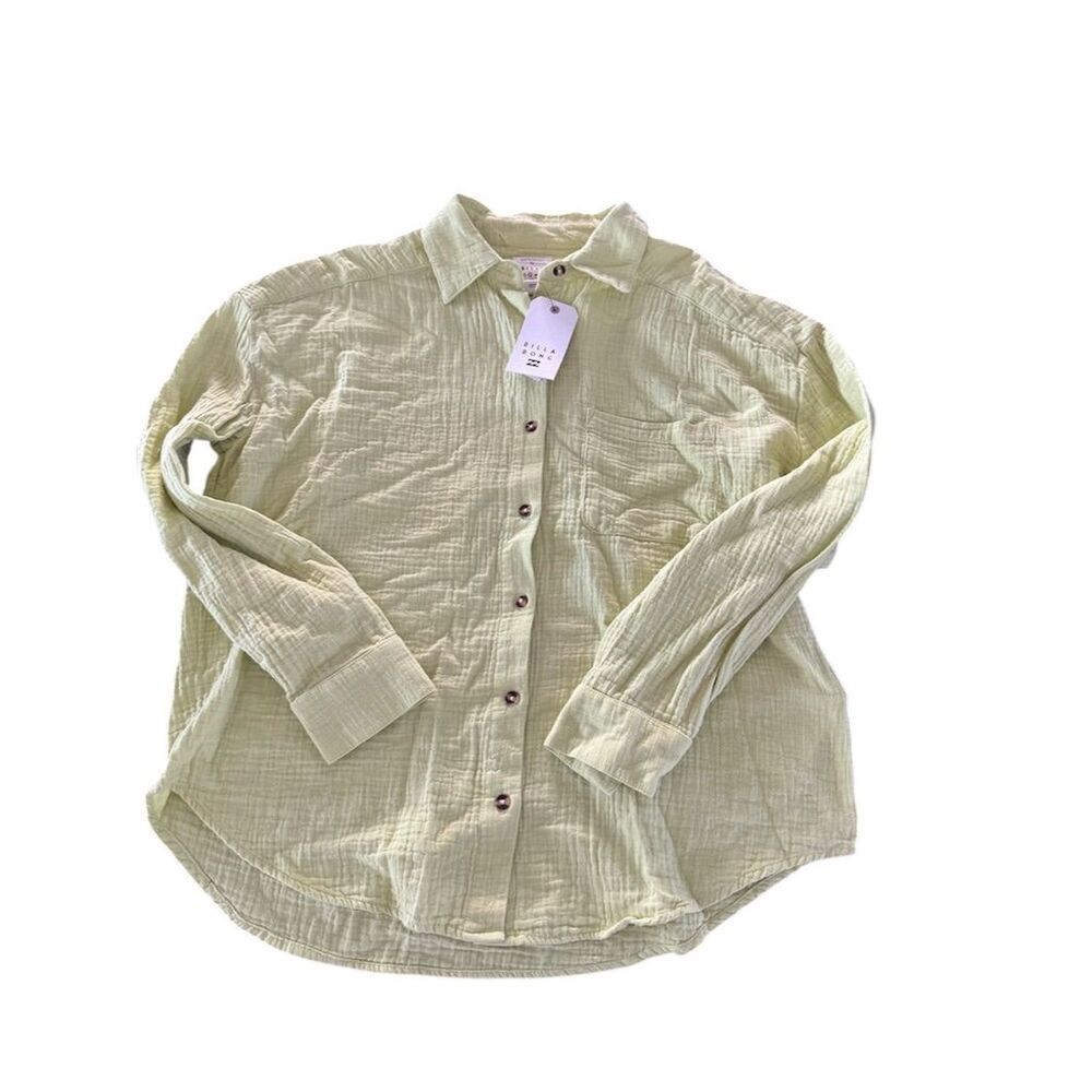Billabong Women's Long Sleeve bright Green Button-Up Shirt Size S - Picture 11 of 11